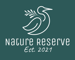 Heron Bird Leaf Nature logo design