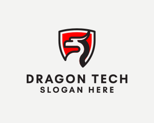 Dragon Wyvern Shield logo design