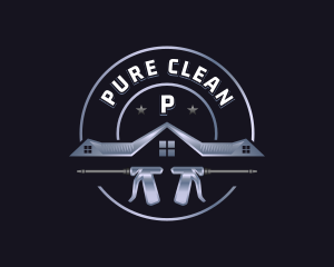 Pressure Wash Roof Cleaning logo design