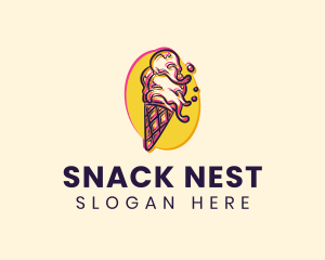 Ice Cream Glitch logo design