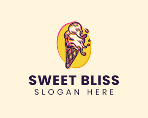 Ice Cream Glitch logo design