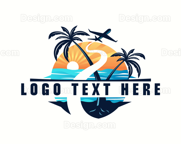 Beach Vacation Travel Logo