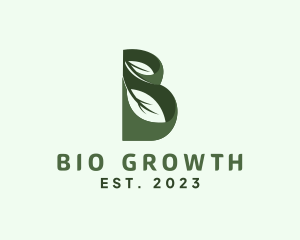 Botanical Leaf Letter B  logo design