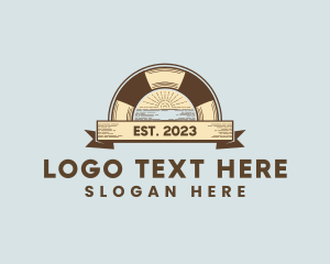 Rustic Beach Sunset Logo