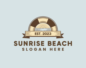 Pool Beach Sunset logo design