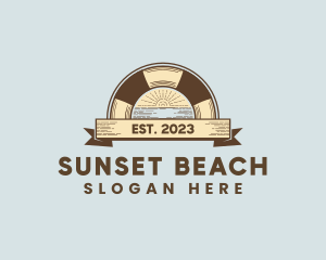 Pool Beach Sunset logo design