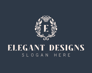 Crown Floral Wreath logo design