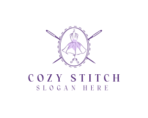 Fashion Dress Needle logo design