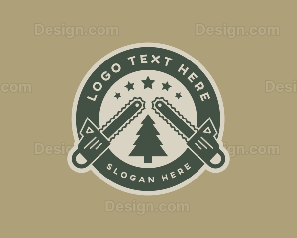 Chainsaw Tree Logging Logo