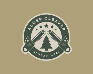 Chainsaw Lumberjack Logging logo design