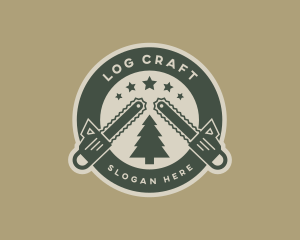 Chainsaw Lumberjack Logging logo design