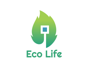 Eco Leaf Square logo design