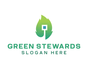 Eco Leaf Square logo design