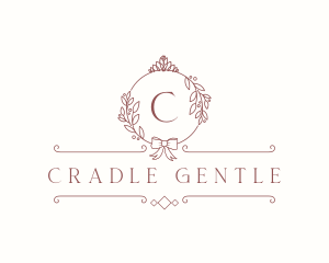 Crown Ribbon Wreath logo design