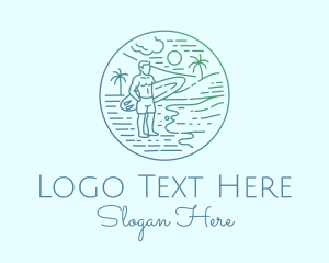 Surfer Tropical Island  logo design