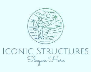 Surfer Tropical Island  logo design