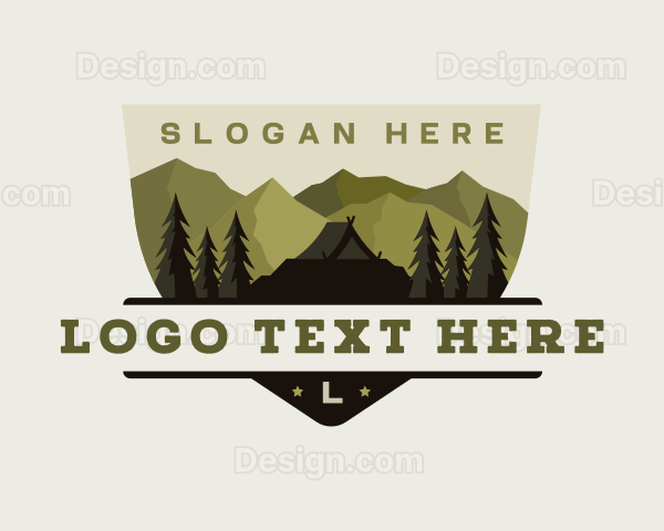 Mountain Camping Forest Logo