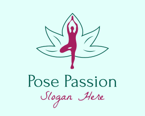 Flower Yoga Pose  logo design