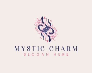 Mystic Snake Floral Boho logo design