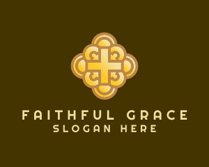 Golden Cross Crucifix logo design