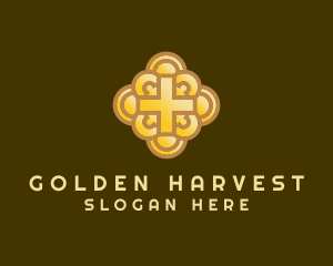 Golden Cross Crucifix logo design