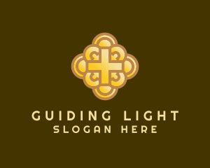 Golden Cross Crucifix logo design