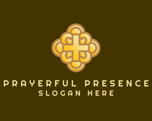 Golden Cross Crucifix logo design