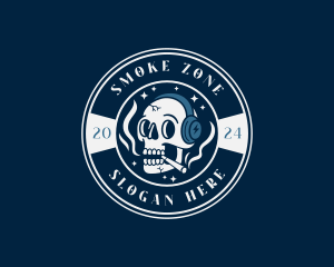 Smoking Disc Jockey Skull logo design