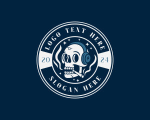 Dj - Smoking DJ Skull logo design