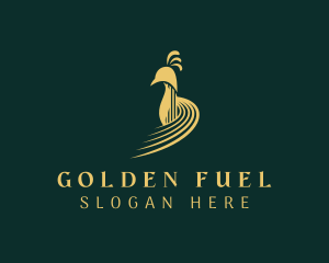 Golden Peacock Bird logo design