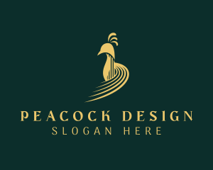 Golden Peacock Bird logo