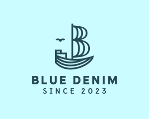 Blue Boat Letter B logo design