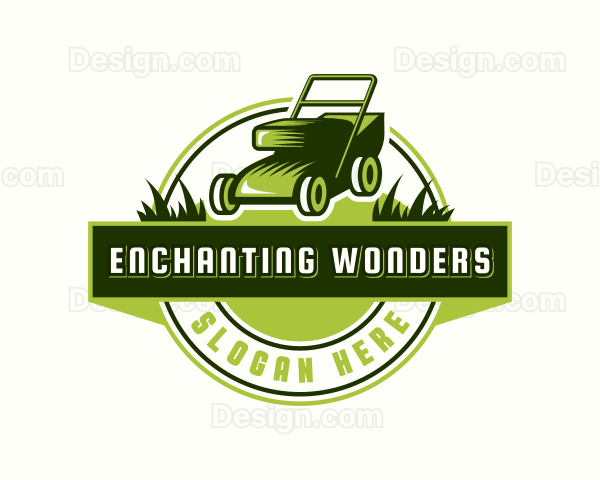 Organic Garden Mower Landscaping Logo