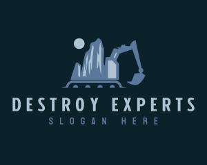 Mountain Digging Excavator logo design