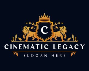 Premium Lion Shield Crest logo