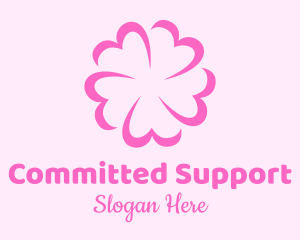 Pink Flower Heart logo design