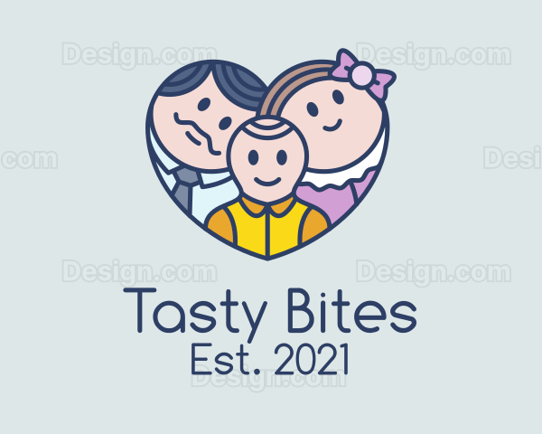 Heart Cute Family Logo