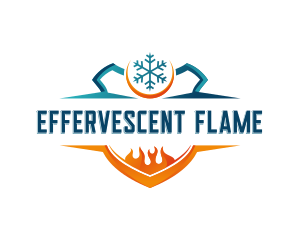 Flame Snowflake Shield logo design