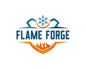 Flame Snowflake Shield logo design