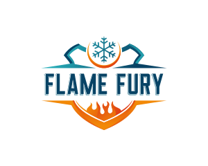 Flame Snowflake Shield logo design