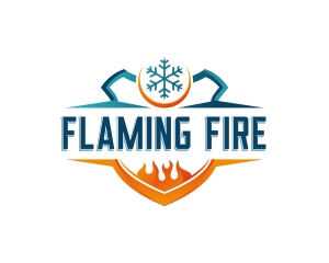 Flame Snowflake Shield logo design