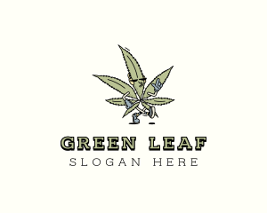 Hipster Marijuana Weed logo
