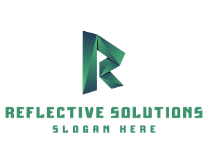 3D Origami Letter R logo design