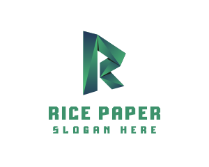 3D Origami Letter R logo design