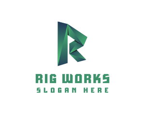 3D Origami Letter R logo design