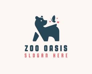 Bear Heart Butterfly Zoo  logo design