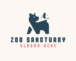 Bear Heart Butterfly Zoo  logo design