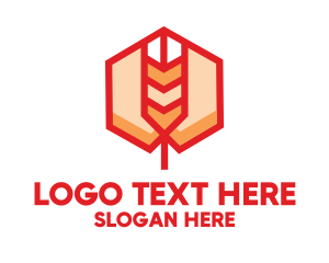 Red Wheat Hexagon logo design