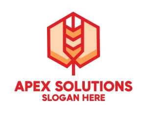 Red Wheat Hexagon logo design