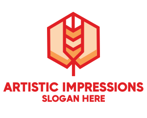 Red Wheat Hexagon logo design